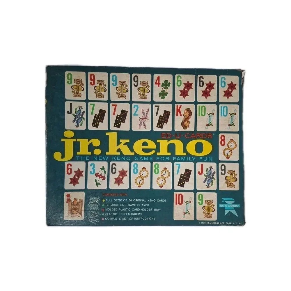 JR. KENO ED-U-CARDS Board Game 1962 Complete Nice Condition